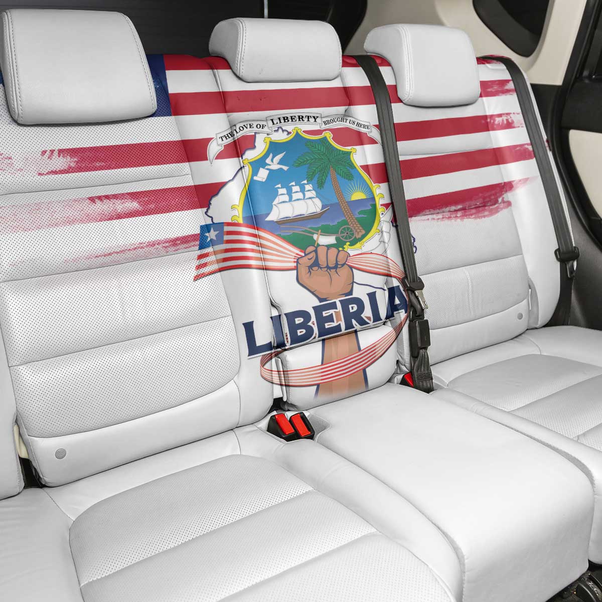 Liberia Flag Day Back Car Seat Cover Coat Of Arms With Map