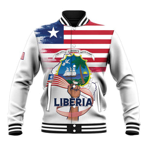 Personalised Liberia Flag Day Baseball Jacket Coat Of Arms With Map