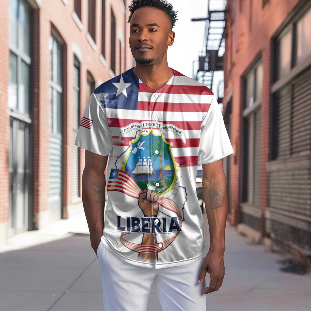 Personalised Liberia Flag Day Baseball Jersey Coat Of Arms With Map
