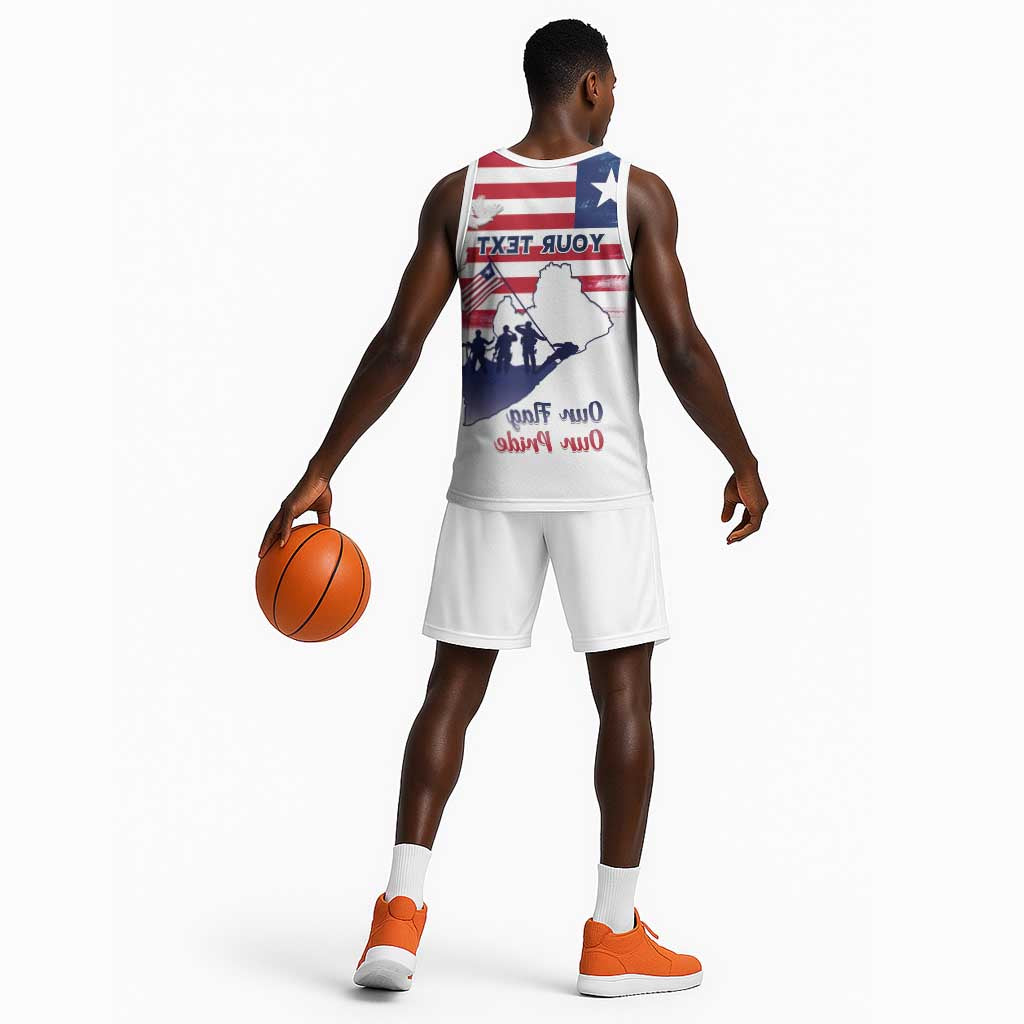 Personalised Liberia Flag Day Basketball Jersey Coat Of Arms With Map - African Pride