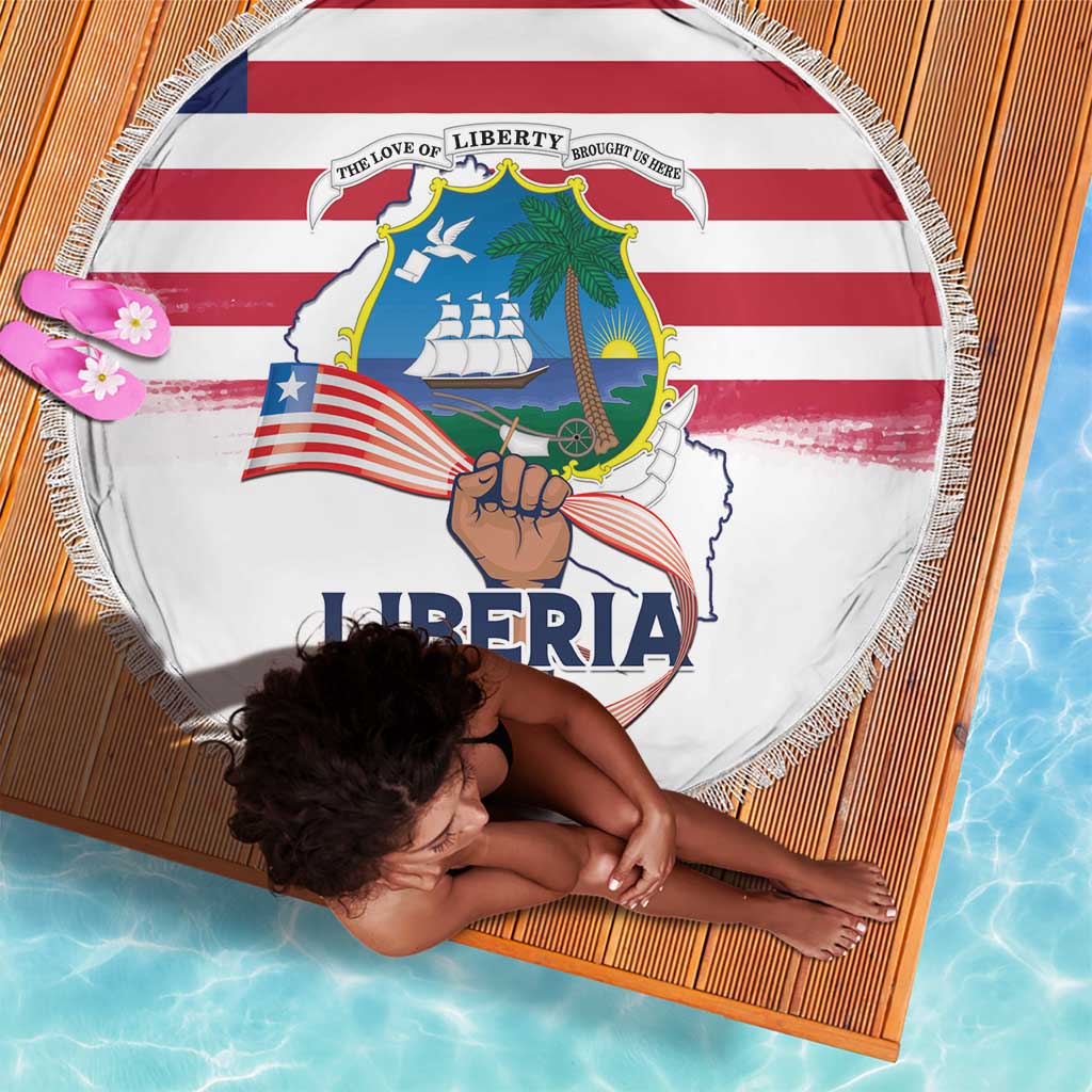 Liberia Flag Day Beach Blanket Coat Of Arms With Map