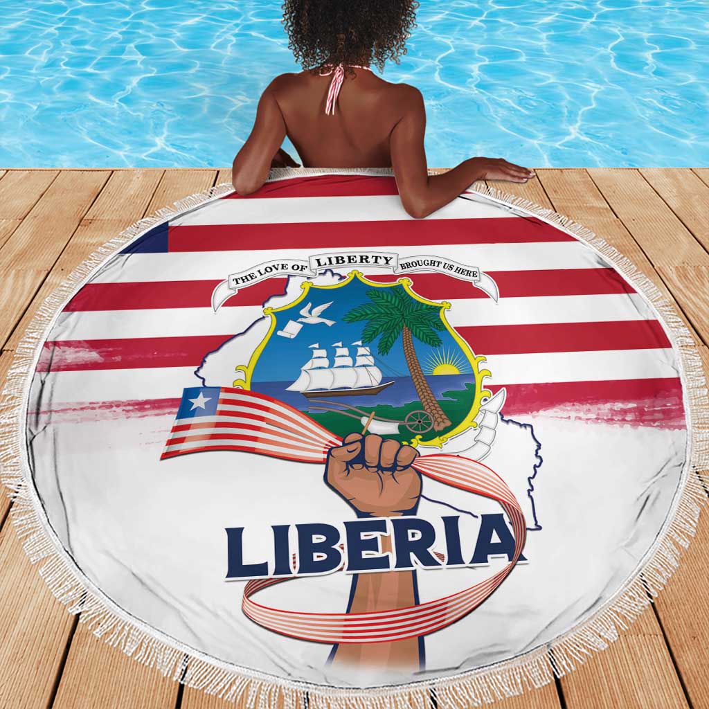 Liberia Flag Day Beach Blanket Coat Of Arms With Map