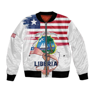 Personalised Liberia Flag Day Bomber Jacket Coat Of Arms With Map