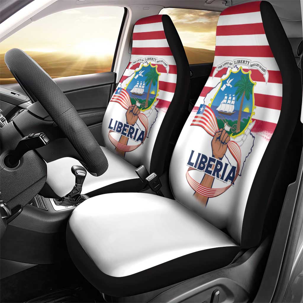 Liberia Flag Day Car Seat Cover Coat Of Arms With Map