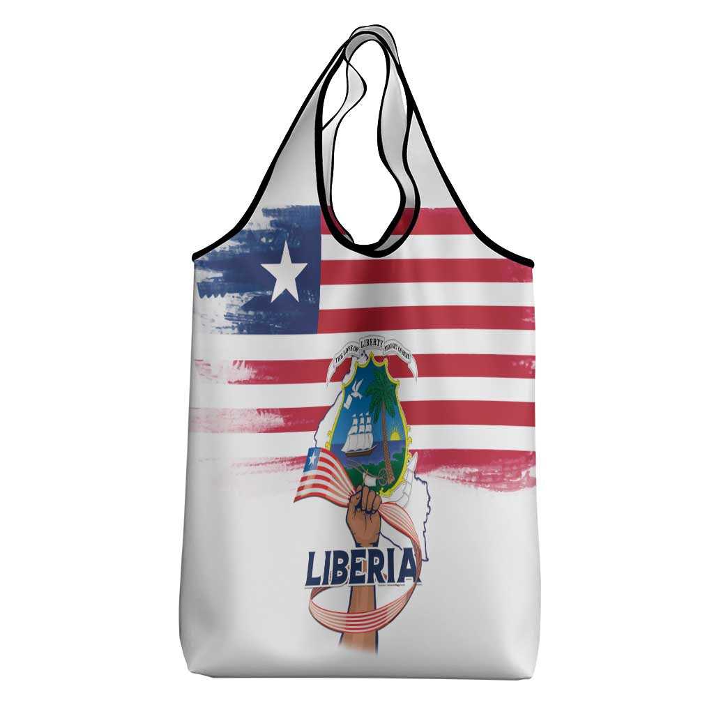 Liberia Flag Day Grocery Bag Coat Of Arms With Map
