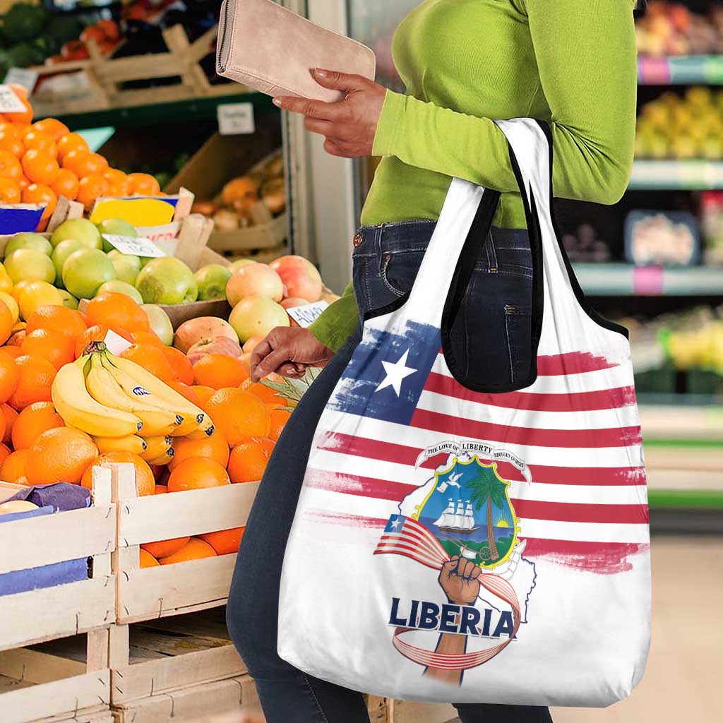 Liberia Flag Day Grocery Bag Coat Of Arms With Map