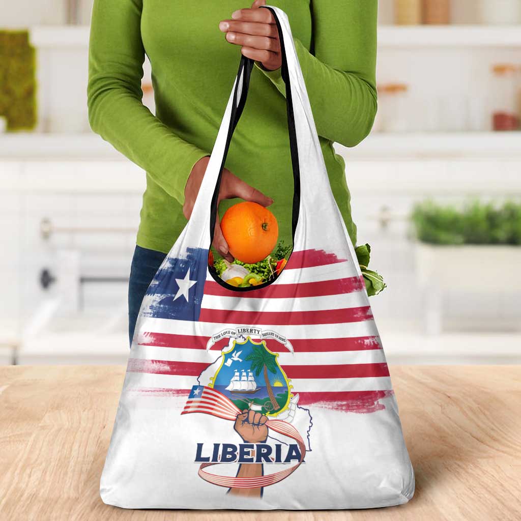 Liberia Flag Day Grocery Bag Coat Of Arms With Map