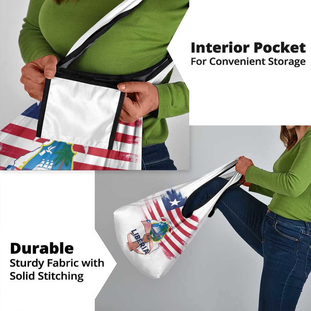 Liberia Flag Day Grocery Bag Coat Of Arms With Map