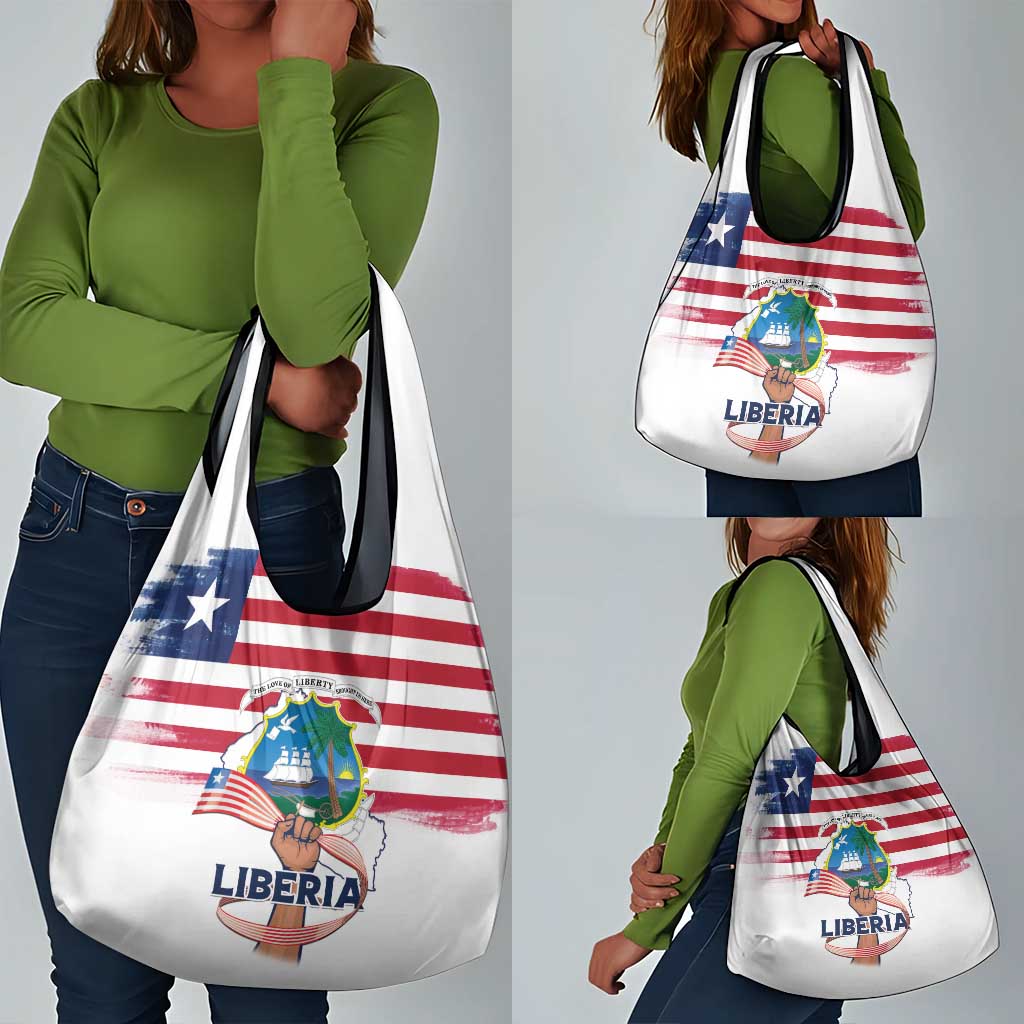 Liberia Flag Day Grocery Bag Coat Of Arms With Map