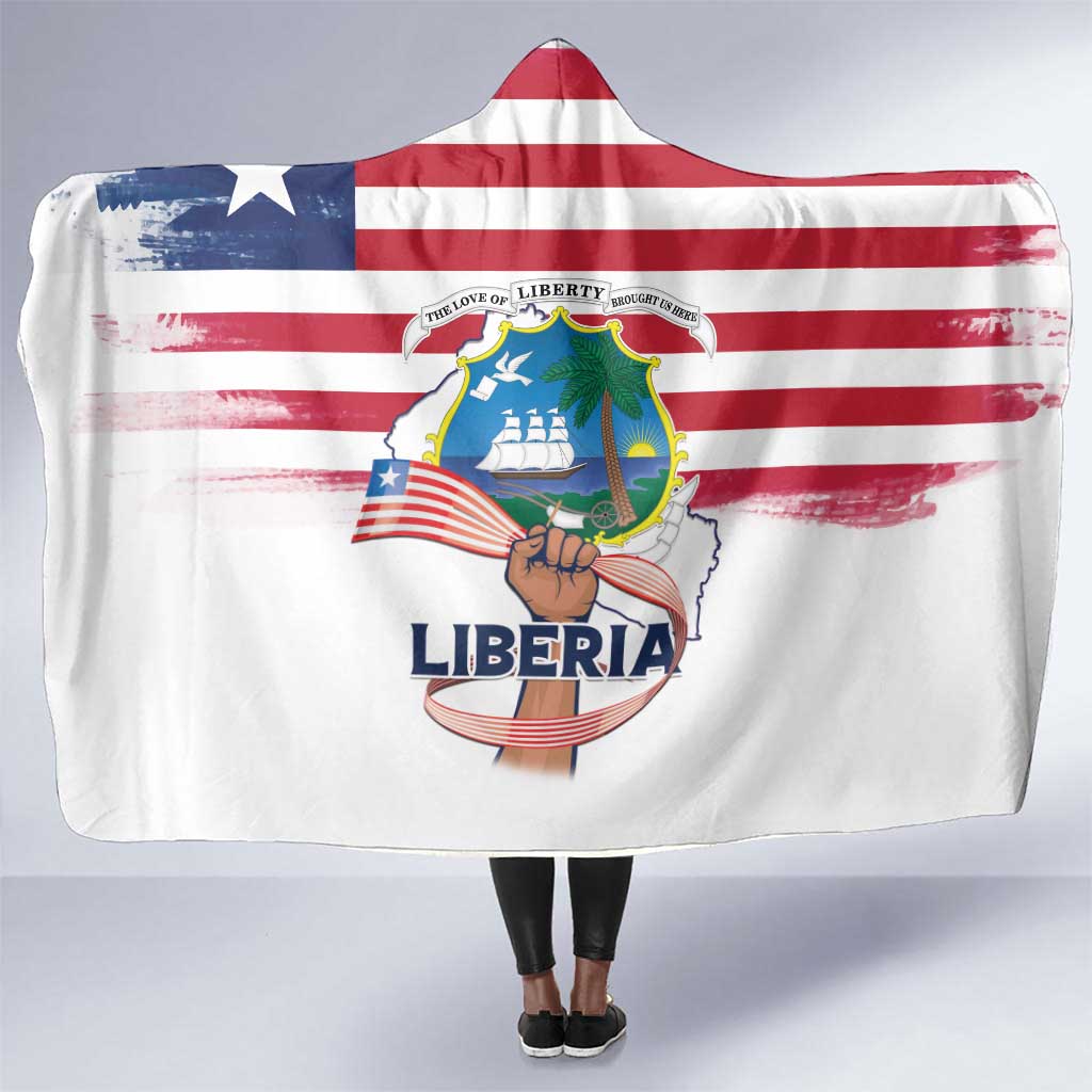 Liberia Flag Day Hooded Blanket Coat Of Arms With Map