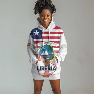 Personalised Liberia Flag Day Hoodie Dress Coat Of Arms With Map