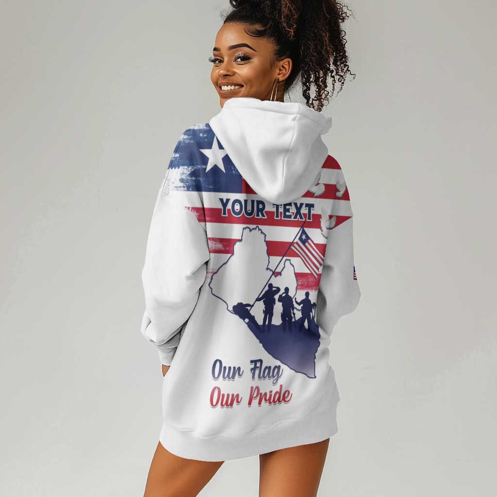 Personalised Liberia Flag Day Hoodie Dress Coat Of Arms With Map