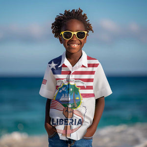 Personalised Liberia Flag Day Kid Hawaiian Shirt Coat Of Arms With Map