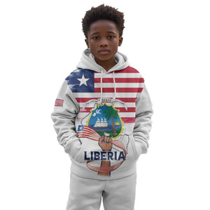 Personalised Liberia Flag Day Kid Hoodie Coat Of Arms With Map