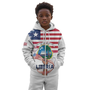 Personalised Liberia Flag Day Kid Hoodie Coat Of Arms With Map