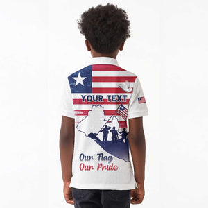 Personalised Liberia Flag Day Kid Polo Shirt Coat Of Arms With Map