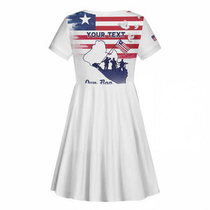 Personalised Liberia Flag Day Kid Short Sleeve Dress Coat Of Arms With Map