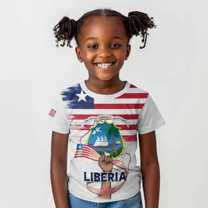 Personalised Liberia Flag Day Kid T shirt Coat Of Arms With Map