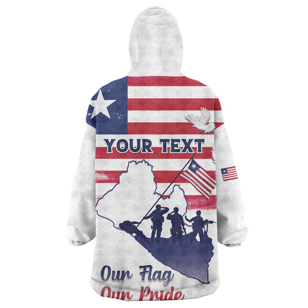 Personalised Liberia Flag Day Kid Wearable Blanket Hoodie Coat Of Arms With Map