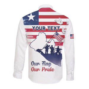 Personalised Liberia Flag Day Long Sleeve Button Shirt Coat Of Arms With Map