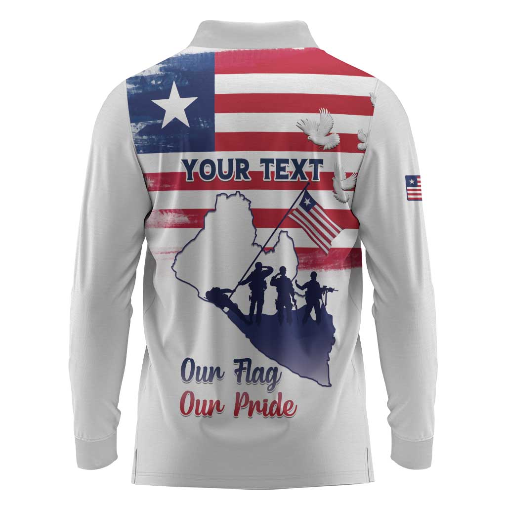 Personalised Liberia Flag Day Long Sleeve Polo Shirt Coat Of Arms With Map
