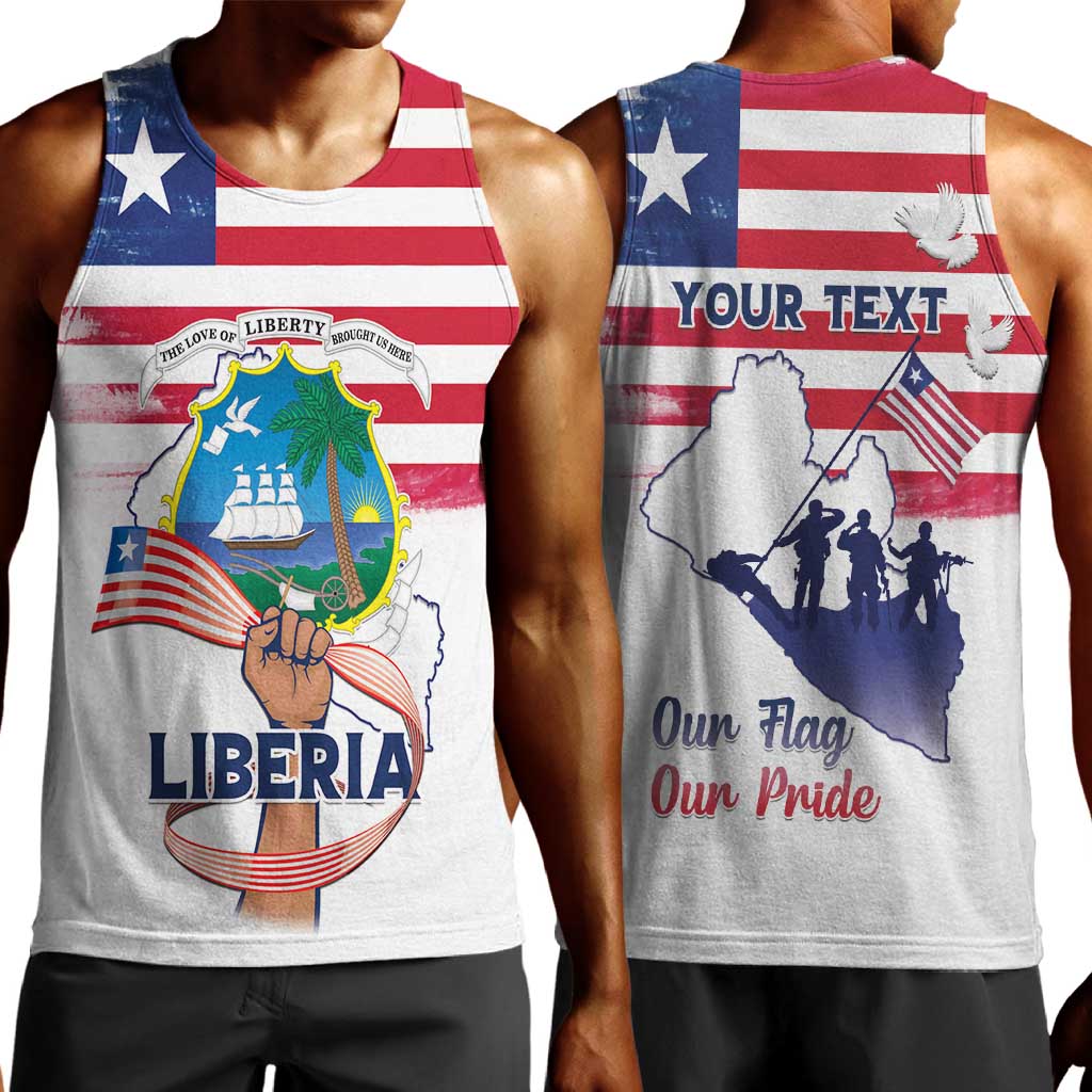 Personalised Liberia Flag Day Men Tank Top Coat Of Arms With Map