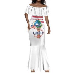 Personalised Liberia Flag Day Mermaid Dress Coat Of Arms With Map