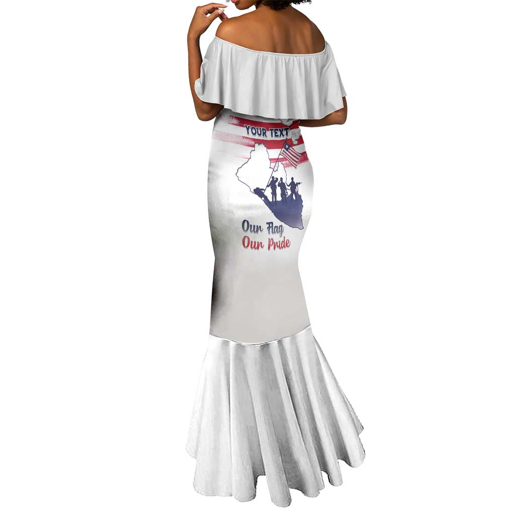 Personalised Liberia Flag Day Mermaid Dress Coat Of Arms With Map