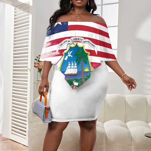 Personalised Liberia Flag Day Off Shoulder Short Dress Coat Of Arms With Map