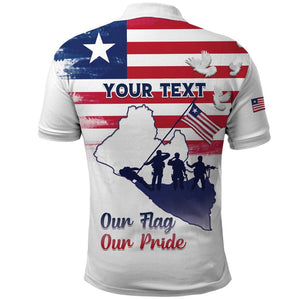 Personalised Liberia Flag Day Polo Shirt Coat Of Arms With Map