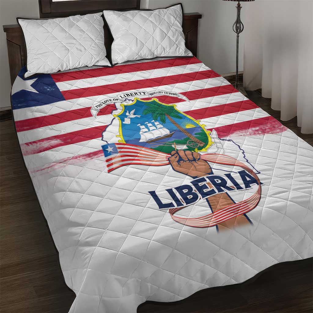 Liberia Flag Day Quilt Bed Set Coat Of Arms With Map