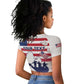 Personalised Liberia Flag Day Raglan Cropped T shirt Coat Of Arms With Map