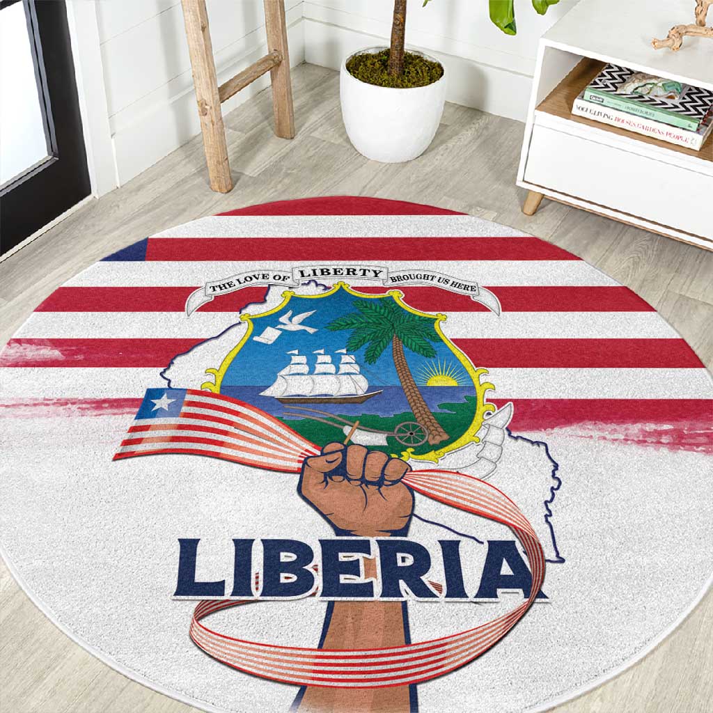 Liberia Flag Day Round Carpet Coat Of Arms With Map