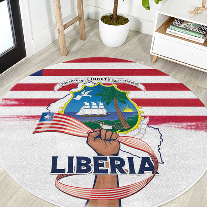 Liberia Flag Day Round Carpet Coat Of Arms With Map