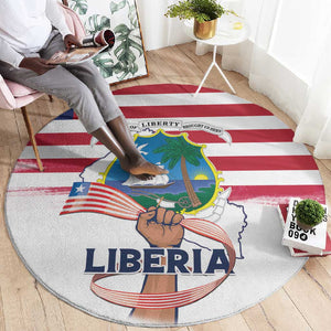 Liberia Flag Day Round Carpet Coat Of Arms With Map