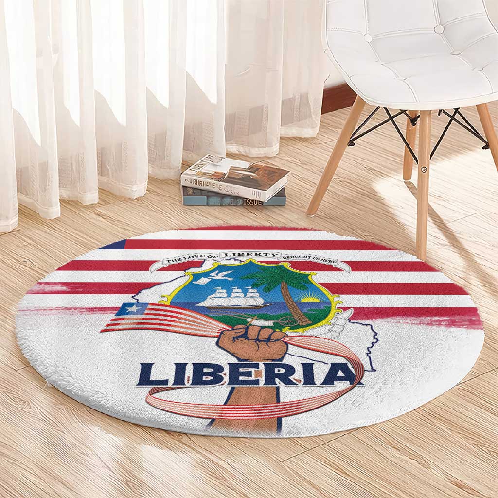 Liberia Flag Day Round Carpet Coat Of Arms With Map