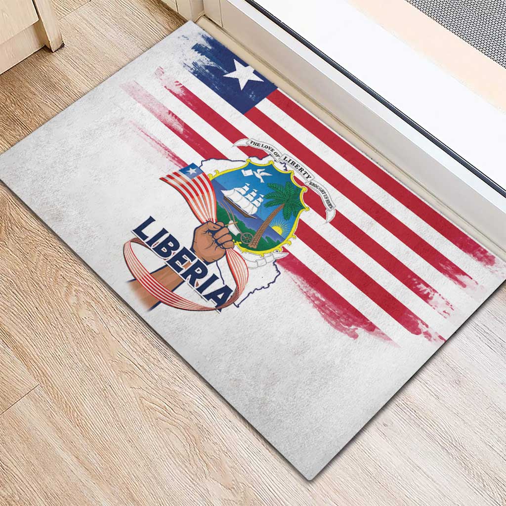 Liberia Flag Day Rubber Doormat Coat Of Arms With Map