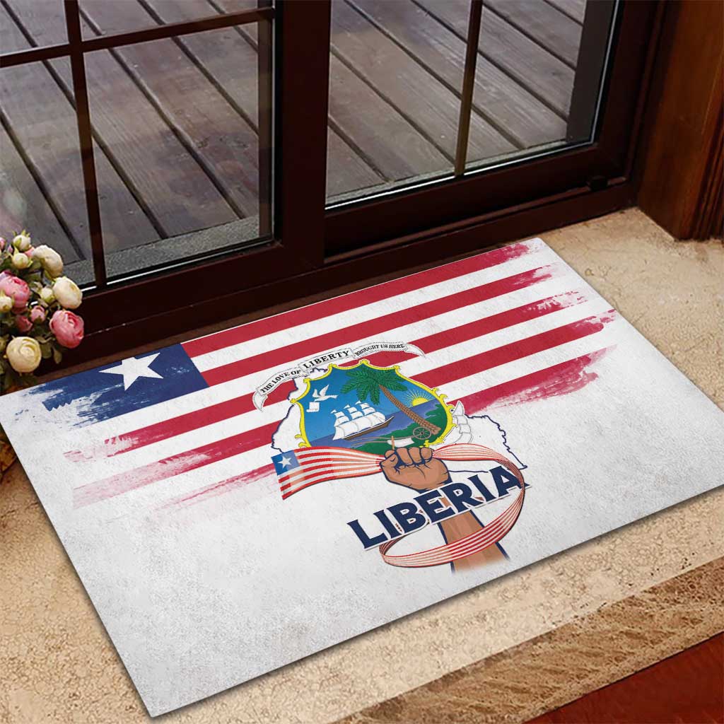 Liberia Flag Day Rubber Doormat Coat Of Arms With Map