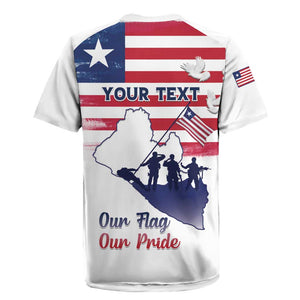 Personalised Liberia Flag Day Rugby Jersey Coat Of Arms With Map