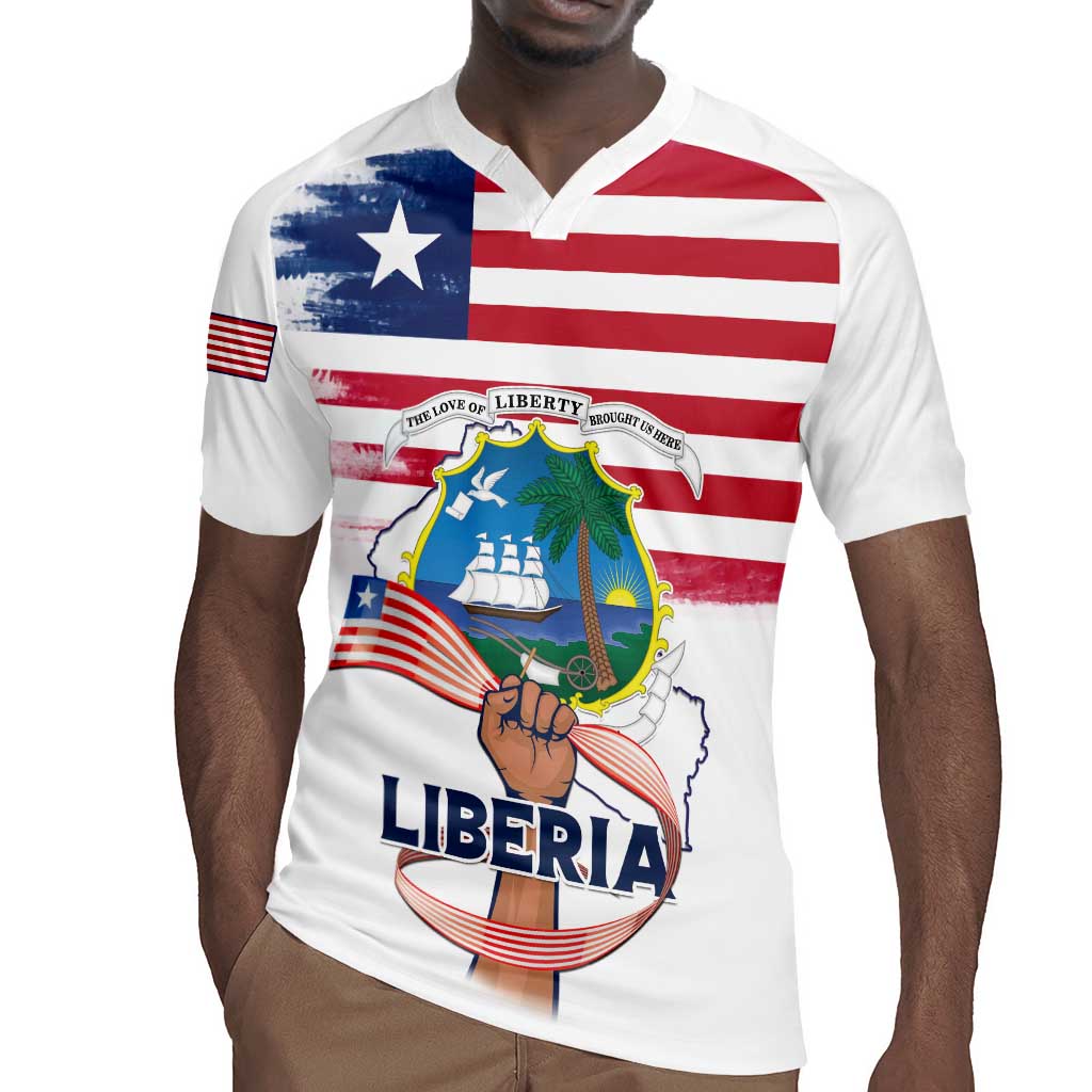 Personalised Liberia Flag Day Rugby Jersey Coat Of Arms With Map