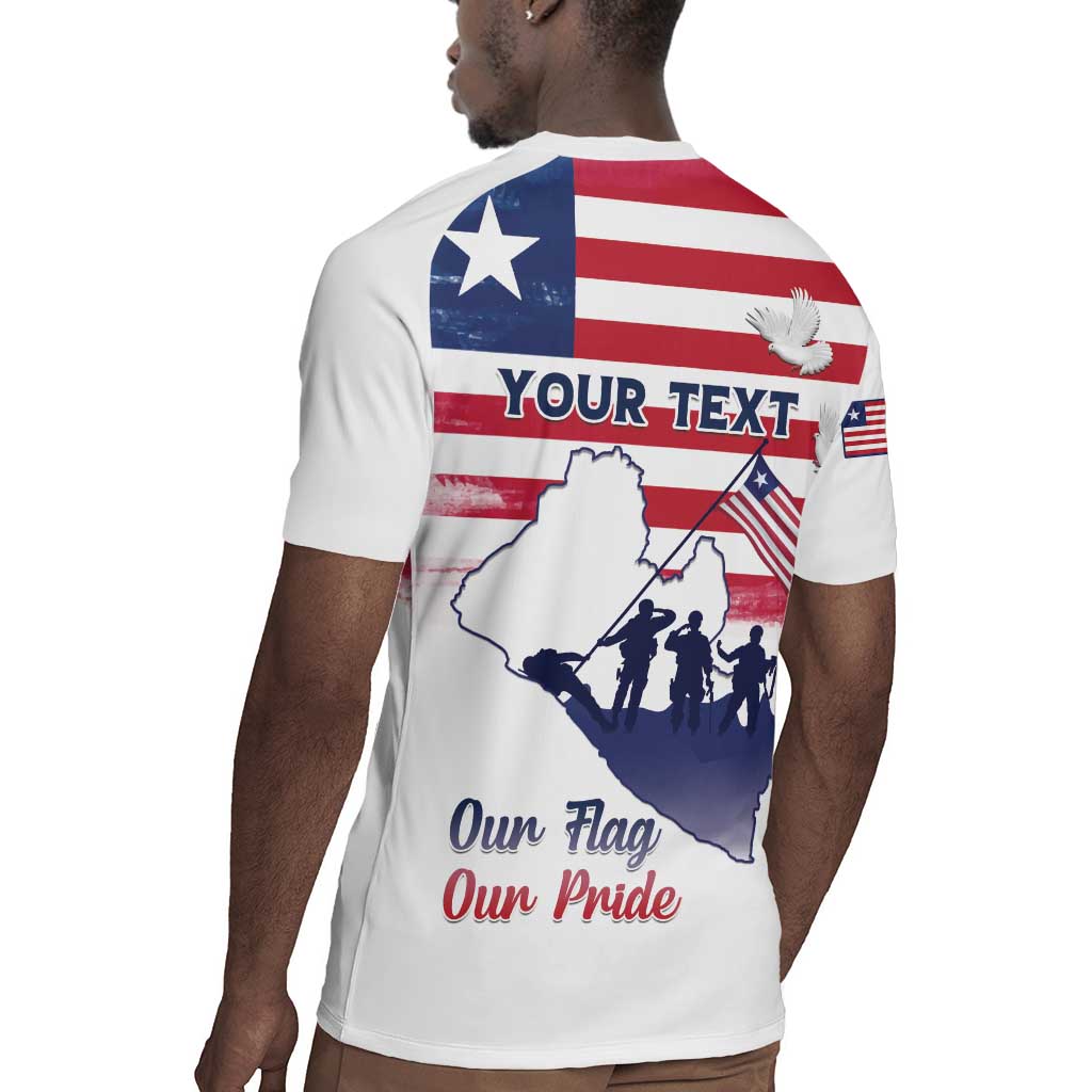 Personalised Liberia Flag Day Rugby Jersey Coat Of Arms With Map