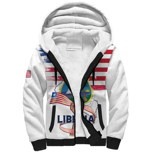 Personalised Liberia Flag Day Sherpa Hoodie Coat Of Arms With Map