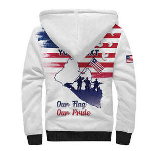 Personalised Liberia Flag Day Sherpa Hoodie Coat Of Arms With Map