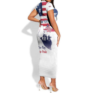 Personalised Liberia Flag Day Short Sleeve Bodycon Dress Coat Of Arms With Map