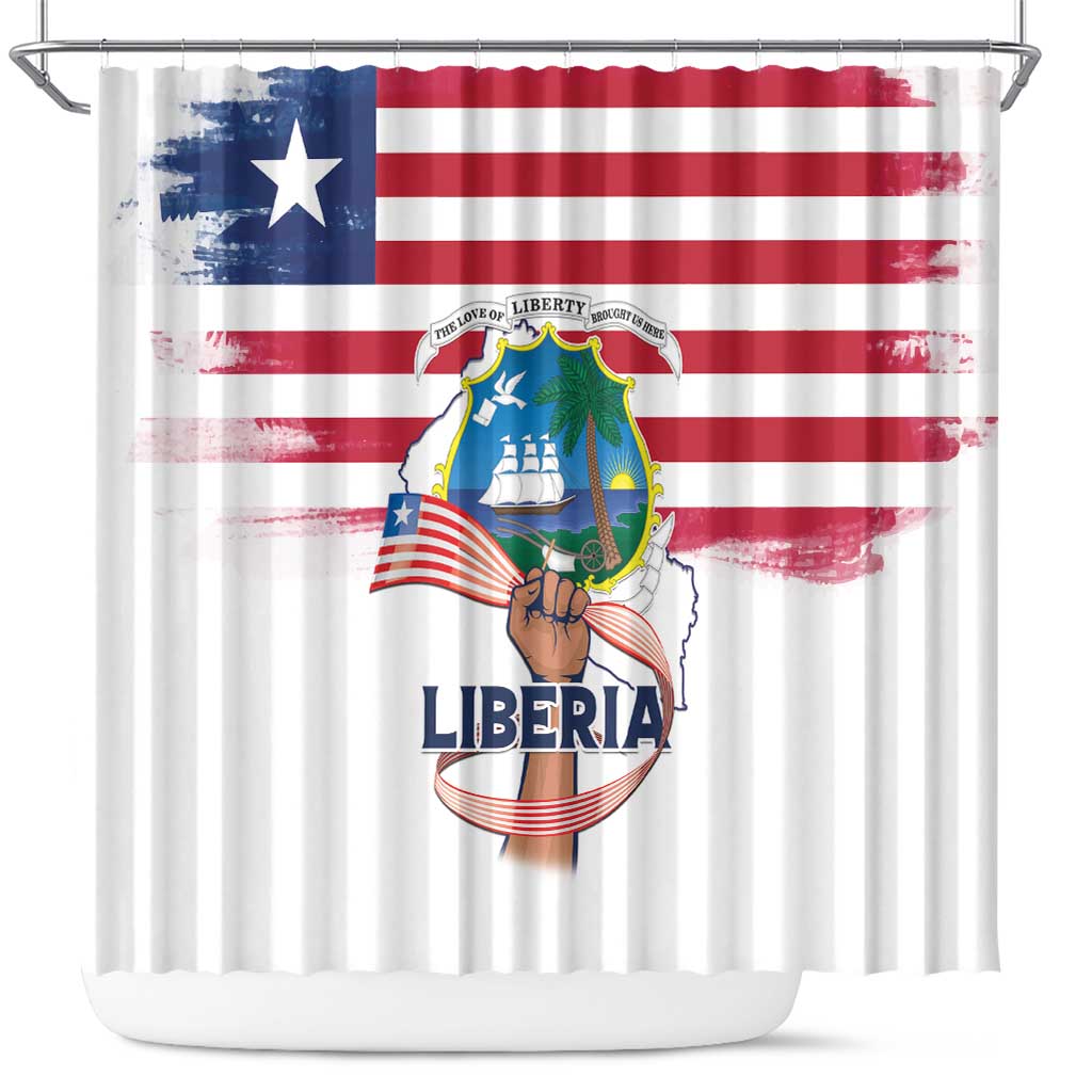 Liberia Flag Day Shower Curtain Coat Of Arms With Map
