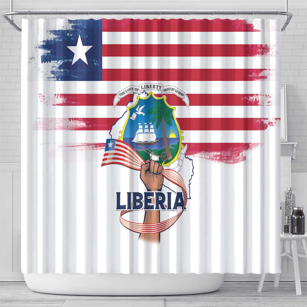 Liberia Flag Day Shower Curtain Coat Of Arms With Map