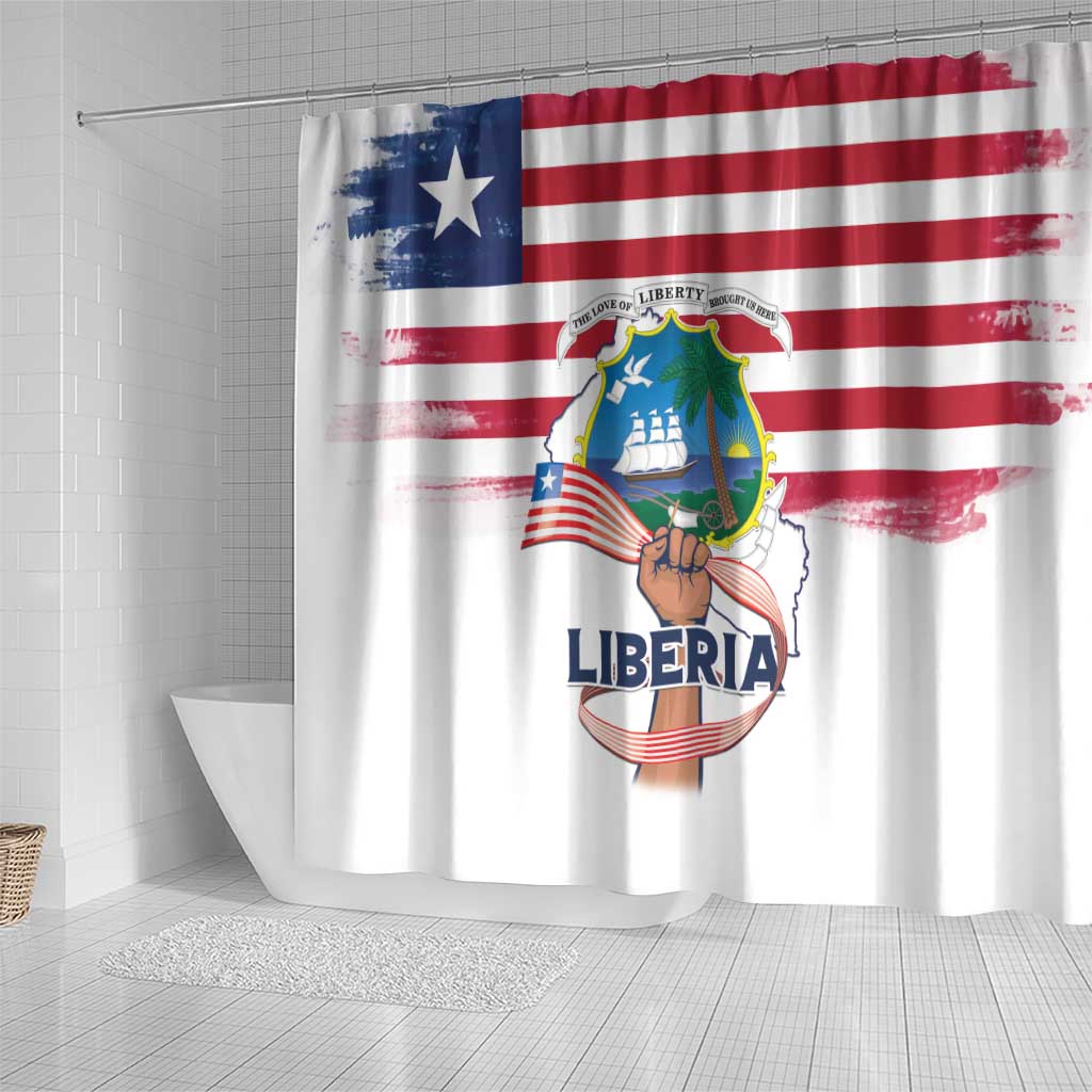 Liberia Flag Day Shower Curtain Coat Of Arms With Map