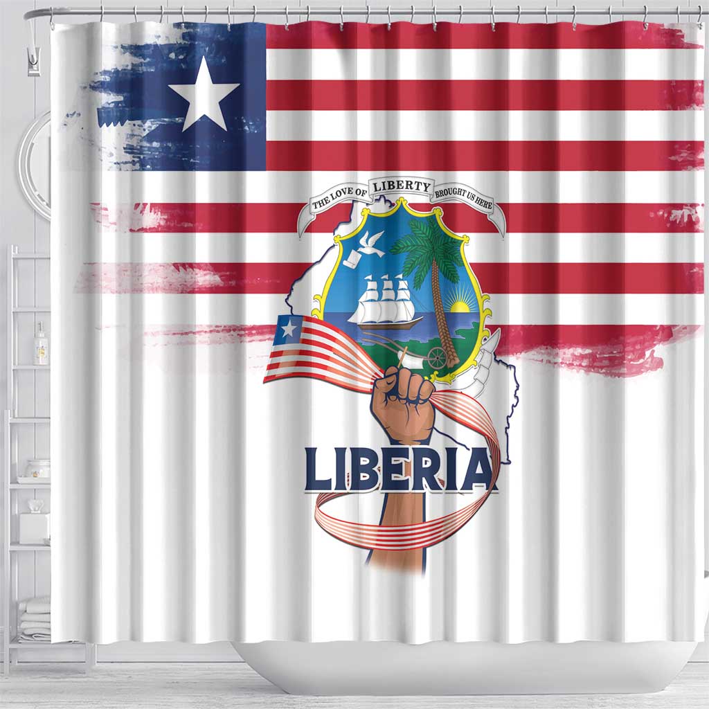 Liberia Flag Day Shower Curtain Coat Of Arms With Map
