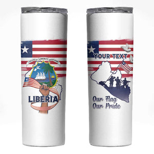 Personalised Liberia Flag Day Skinny Tumbler Coat Of Arms With Map