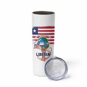 Personalised Liberia Flag Day Skinny Tumbler Coat Of Arms With Map